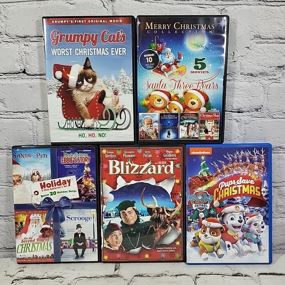 Children Family Christmas Movies DVDs Lot Of 5 Paw Patrol Blizzard Grumpy Cat